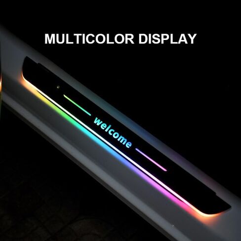 Car Door Sills Led Magnetic for BMW, LED Door Sills with 7 Lighting Colors, 28 Transformation Modes, IP67 Waterproof Auto-Sensing for X3 X5 X7 3/5/7 Series 328i 550i Accessories - 2Pcs Front Door in Saudi Arabia