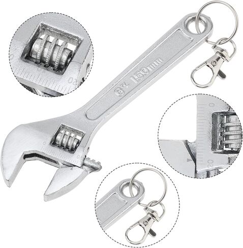 6 inch Mini Wrench Keychain, Stainless Steel Wrench Key Chain, Adjustable Keyring Spanner Keychain, Small Key Ring Tools for Men Women (Black) in Saudi Arabia