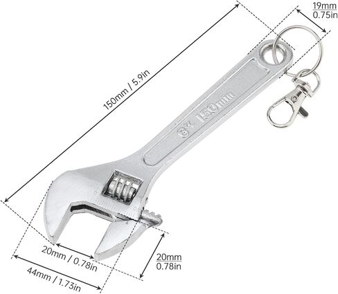 6 inch Mini Wrench Keychain, Stainless Steel Wrench Key Chain, Adjustable Keyring Spanner Keychain, Small Key Ring Tools for Men Women (Black) in Saudi Arabia