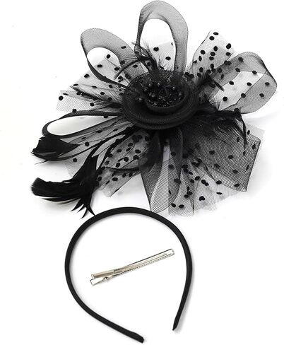 Fascinators Hat Kentucky Derby Tea Party Headwear for Women Girls Flower Mesh Ribbons Feathers Headband in Kuwait