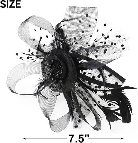Fascinators Hat Kentucky Derby Tea Party Headwear for Women Girls Flower Mesh Ribbons Feathers Headband in Kuwait