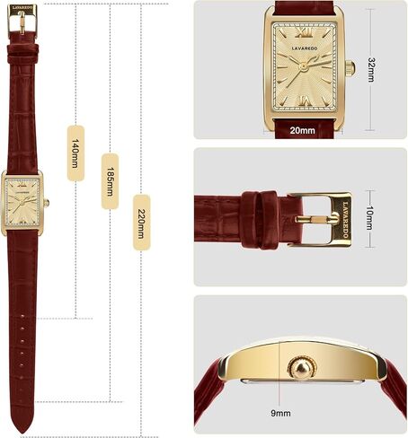 Women's Leather Strap Watch Dainty Elegant Womens Watches Classic Vintage Retro Square Ladies Quartz Watches Gifts Present for Her in Kuwait
