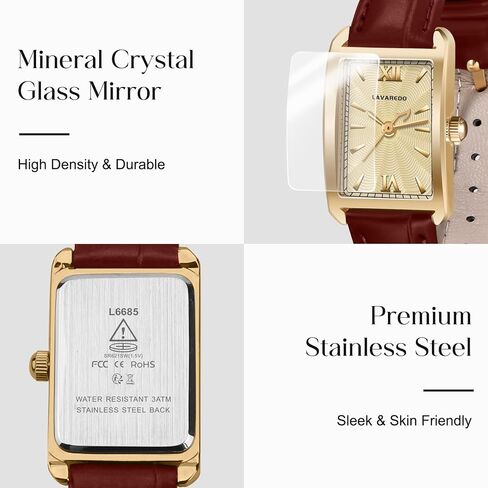 Women's Leather Strap Watch Dainty Elegant Womens Watches Classic Vintage Retro Square Ladies Quartz Watches Gifts Present for Her in Kuwait
