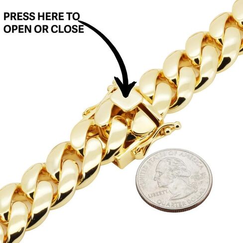 14K Yellow Gold Finish Heavy Brass 18/24MM Miami Cuban Link Chain Necklace Bracelet For Men 8″-36″ in Saudi Arabia