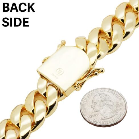14K Yellow Gold Finish Heavy Brass 18/24MM Miami Cuban Link Chain Necklace Bracelet For Men 8″-36″ in Saudi Arabia