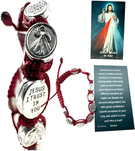 Westmon Works Divine Mercy Bracelet Adjustable Cord and Metal Charm Catholic Fashion with Holy Prayer Card in Saudi Arabia