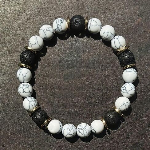 Bracelets for Women Men 7 Chakra Bracelet White Turquoise Volcanic Handmade Natural Stone Elastic Rope Crystal Healing Gemstone Bead Bracelet Good Luck Jewelry Creative Gift in Saudi Arabia