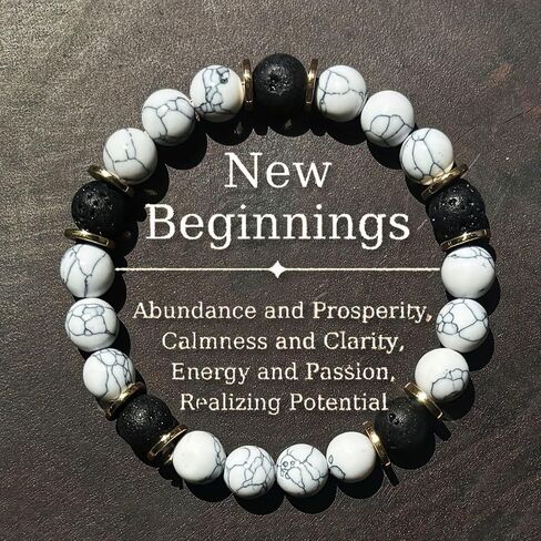 Bracelets for Women Men 7 Chakra Bracelet White Turquoise Volcanic Handmade Natural Stone Elastic Rope Crystal Healing Gemstone Bead Bracelet Good Luck Jewelry Creative Gift in Saudi Arabia