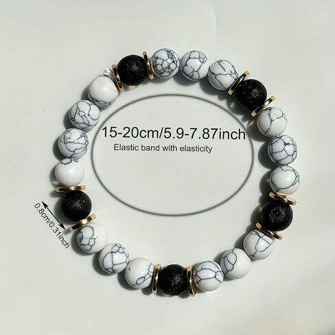 Bracelets for Women Men 7 Chakra Bracelet White Turquoise Volcanic Handmade Natural Stone Elastic Rope Crystal Healing Gemstone Bead Bracelet Good Luck Jewelry Creative Gift in Saudi Arabia