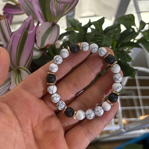 Bracelets for Women Men 7 Chakra Bracelet White Turquoise Volcanic Handmade Natural Stone Elastic Rope Crystal Healing Gemstone Bead Bracelet Good Luck Jewelry Creative Gift in Saudi Arabia