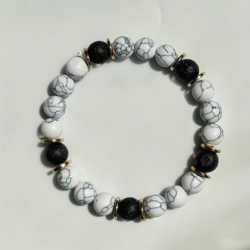 Bracelets for Women Men 7 Chakra Bracelet White Turquoise Volcanic Handmade Natural Stone Elastic Rope Crystal Healing Gemstone Bead Bracelet Good Luck Jewelry Creative Gift in Saudi Arabia