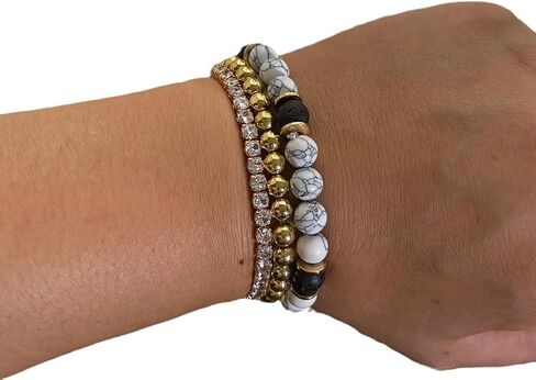 Bracelets for Women Men 7 Chakra Bracelet White Turquoise Volcanic Handmade Natural Stone Elastic Rope Crystal Healing Gemstone Bead Bracelet Good Luck Jewelry Creative Gift in Saudi Arabia
