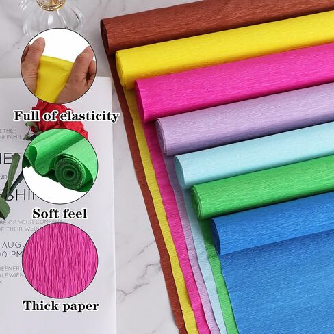 BEISHIDA Yellow Crepe Paper, 9.8 Inch Wide x 8ft Long, Heavy Duty for Flower Making, Birthday & Wedding Decorations, DIY Craft (2 Rolls) in Saudi Arabia