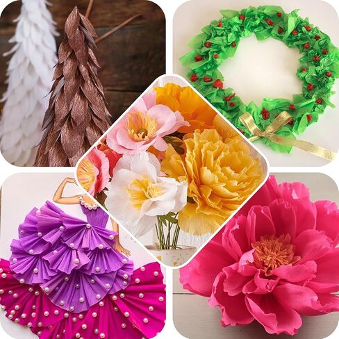 BEISHIDA Yellow Crepe Paper, 9.8 Inch Wide x 8ft Long, Heavy Duty for Flower Making, Birthday & Wedding Decorations, DIY Craft (2 Rolls) in Saudi Arabia