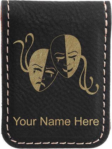 LaserGram Slim Magnetic Money Clip, Drama Masks, Personalized Engraving Included (Carbon Fiber Silver) in Saudi Arabia