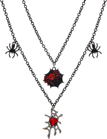 coadipress Spider Choker Necklace for Women Gothic Spider Chain Tassels Necklace Crystal Red Black Spiders Velvet Necklaces Halloween Costume Party Jewelry in Saudi Arabia