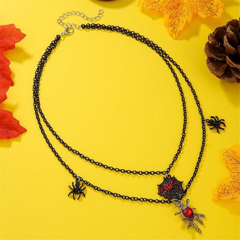 coadipress Spider Choker Necklace for Women Gothic Spider Chain Tassels Necklace Crystal Red Black Spiders Velvet Necklaces Halloween Costume Party Jewelry in Saudi Arabia