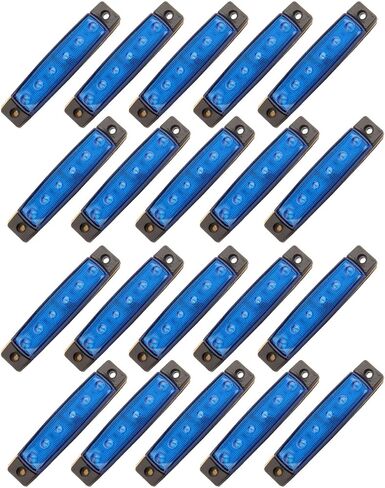 cciyu 20pcs 3.8" 6LED Blue Light LED Marker Clearance Indicator Light Front Rear Tail Lamp Amber LED Side Marker Lights Heavy Truck Lighting Trailer Truck Trailer RV Cab Boat Bus Lorry in Saudi Arabia