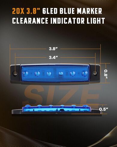 cciyu 20pcs 3.8" 6LED Blue Light LED Marker Clearance Indicator Light Front Rear Tail Lamp Amber LED Side Marker Lights Heavy Truck Lighting Trailer Truck Trailer RV Cab Boat Bus Lorry in Saudi Arabia