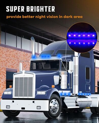 cciyu 20pcs 3.8" 6LED Blue Light LED Marker Clearance Indicator Light Front Rear Tail Lamp Amber LED Side Marker Lights Heavy Truck Lighting Trailer Truck Trailer RV Cab Boat Bus Lorry in Saudi Arabia