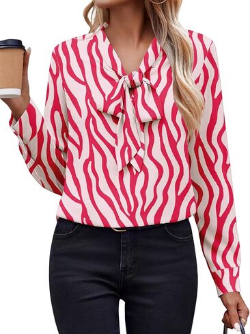 Zeagoo Womens Blouses Chiffon Long Sleeve Shirts Bow Tie Neck Work Tops Business Casual Outfits in Saudi Arabia