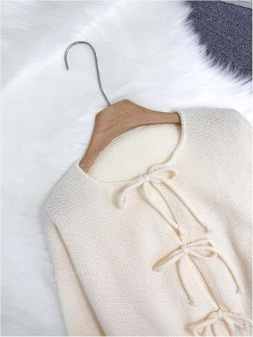 OYOANGLE Women's Maternity Bow Tie Front Cardigan Sweater Lightweight Long Sleeve Dressy Sweaters in Saudi Arabia