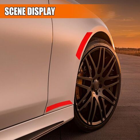 Car Wheel Eyebrow Reflective Stickers, Automotive Exterior Accessories Door Reflector Guard Strip, Night Safety Warning Sticker for Car Wheel Well Arch & Side Bumper Fenders (Yellow/2PCS) in Saudi Arabia
