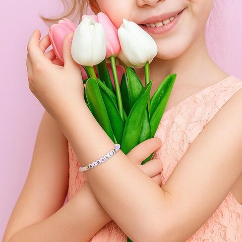 أساور الأخت الكبرى Big Sis سوار قابل للتكديس سوار سيرفر مطاطي إكسسوارات مجوهرات وردي أرجواني أرجواني قوس قزح الخرز أساور لعيد الميلاد إعلان عيد الميلاد مجوهرات ملابس يومية in Kuwait