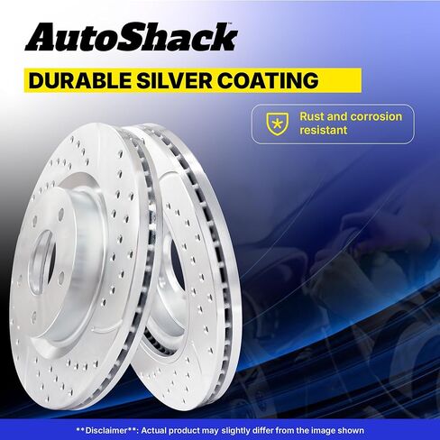 AutoShack Rear Drilled & Slotted Brake Rotors | Replacement for Cadillac Escalade Chevrolet Silverado 1500 Tahoe Suburban 1500 GMC Sierra 1500 Yukon XL V8 4WD | E-Coated | 2-PC Set | ShadowGuard in Saudi Arabia