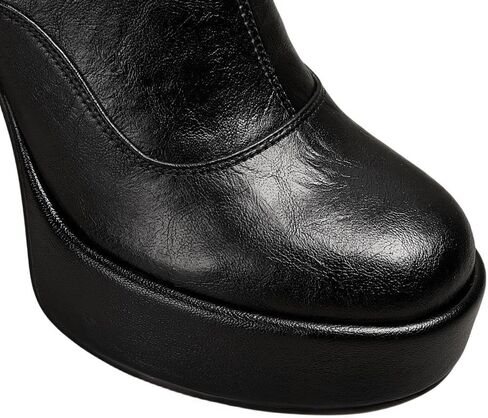 TinaCus Women's Handmade Genuine Leather Round Toe Side Zipper Platform High Heel Ankle Boots in Saudi Arabia