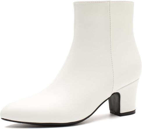 Enelauge Women's Ankle Boots Chunky Block Heel Pointed Toe Fall Heeled Dress Booties Comfortable Short Boots with Side Zipper in Saudi Arabia