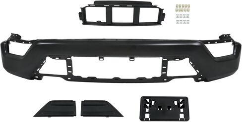 Black Steel and Plastic Front Bumper 5 Pieces with Bumper Grille License Plate Bracket Corner Panel Grille Trim Panel without Park Sensor Hole Replacement for F150 2021-2023 in Saudi Arabia