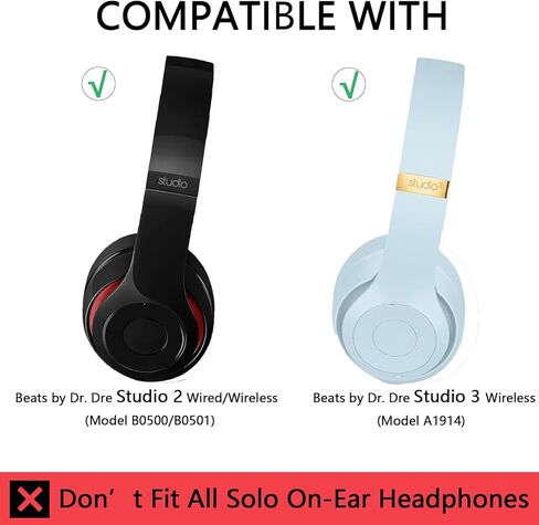 وسائد أذن بديلة متوافقة مع سماعات Beats Studio 2 & 3 السلكية/اللاسلكية/موديل B0501 B0500، جلد البروتين وإسفنج الذاكرة، زهرة سوداء in Kuwait