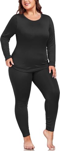 Women's Plus Size Thermal Underwear for Long Sleeve Fleece Lined Base Layer Top and Bottom Sets XL-5XL in Saudi Arabia