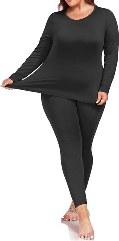 Women's Plus Size Thermal Underwear for Long Sleeve Fleece Lined Base Layer Top and Bottom Sets XL-5XL in Saudi Arabia