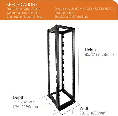 2-Post 38U Open Frame Server Rack for 19inch AV/Data/IT Network Equipment,with Tapped Hole in Saudi Arabia