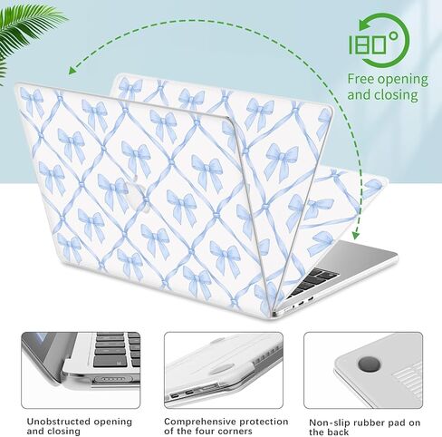 JOYLAND Plastic Hard Shell Case Compatible with MacBook Air 13 Inch Case A1932/A2179/A2337,Blue Bow Pattern Protective Hard Shell Case for MacBook Air 13 in Saudi Arabia