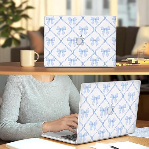 JOYLAND Plastic Hard Shell Case Compatible with MacBook Air 13 Inch Case A1932/A2179/A2337,Blue Bow Pattern Protective Hard Shell Case for MacBook Air 13 in Saudi Arabia