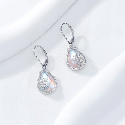925 Sterling Silver Moonstone Drop Dangle Earrings, Flower/Moon/Star/Tree of Life Dangle Earrings Moonstone Earrings Jewelry Gift for Women in Saudi Arabia
