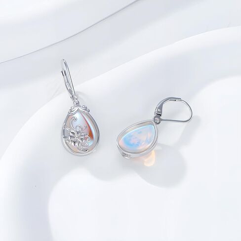 925 Sterling Silver Moonstone Drop Dangle Earrings, Flower/Moon/Star/Tree of Life Dangle Earrings Moonstone Earrings Jewelry Gift for Women in Saudi Arabia