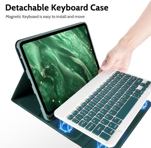 Keyboard Case for iPad Air 11 inch (M2) 2024 and iPad Air 4th/5th 10.9 inch & iPad Pro 11 inch (4th/3rd/2nd/1st), Built-in Pencil Holder, Tablet Cases with Bluetooth Keyboard and Mouse, Black in Kuwait