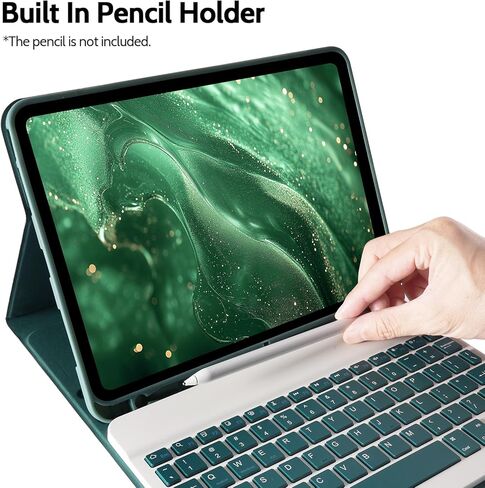 Keyboard Case for iPad Air 11 inch (M2) 2024 and iPad Air 4th/5th 10.9 inch & iPad Pro 11 inch (4th/3rd/2nd/1st), Built-in Pencil Holder, Tablet Cases with Bluetooth Keyboard and Mouse, Black in Kuwait