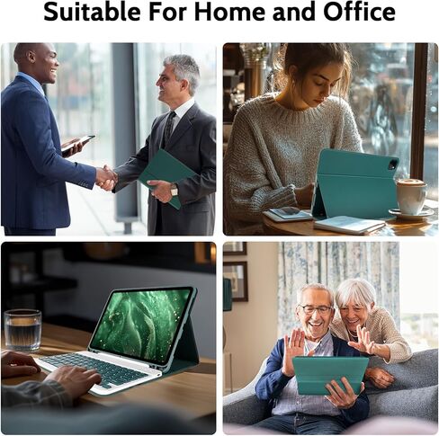 Keyboard Case for iPad Air 11 inch (M2) 2024 and iPad Air 4th/5th 10.9 inch & iPad Pro 11 inch (4th/3rd/2nd/1st), Built-in Pencil Holder, Tablet Cases with Bluetooth Keyboard and Mouse, Black in Kuwait