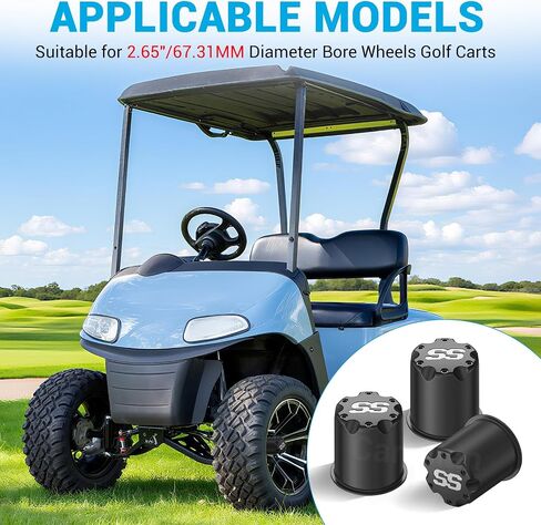 CartClan Golf Cart SS غطاء غطاء مركز العجلة يناسب 2.65 بوصة Dia Bore Wheel Rim SS أغطية مركز بلاستيكية من الكروم لعجلة EZGO Golf Cart-4 حزم in Kuwait