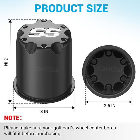 CartClan Golf Cart SS غطاء غطاء مركز العجلة يناسب 2.65 بوصة Dia Bore Wheel Rim SS أغطية مركز بلاستيكية من الكروم لعجلة EZGO Golf Cart-4 حزم in Kuwait