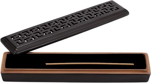 FINGERINSPIRE Incense Holder for Sticks 9.7x2.2x1.4 Inch Porcelain Incense Burner Holder Box Black Zen Home Office Decor Ash Catcher for Meditation Yoga Spa in Saudi Arabia