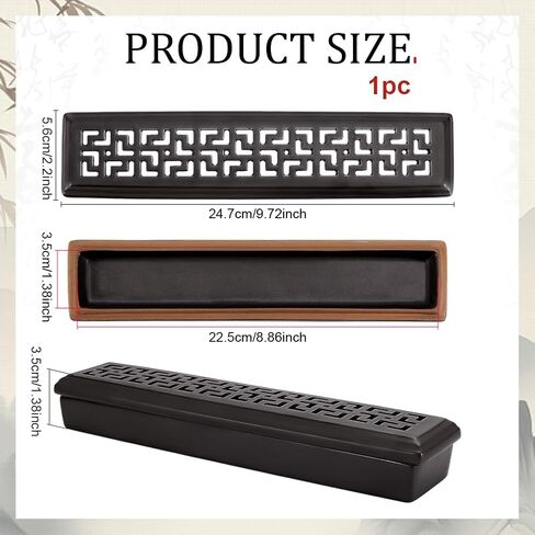 FINGERINSPIRE Incense Holder for Sticks 9.7x2.2x1.4 Inch Porcelain Incense Burner Holder Box Black Zen Home Office Decor Ash Catcher for Meditation Yoga Spa in Saudi Arabia