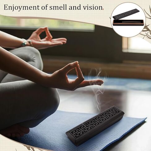 FINGERINSPIRE Incense Holder for Sticks 9.7x2.2x1.4 Inch Porcelain Incense Burner Holder Box Black Zen Home Office Decor Ash Catcher for Meditation Yoga Spa in Saudi Arabia