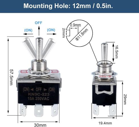 3Pcs SPDT Latching Toggle Switch 30A 12VDC/ 20A 120VAC ON/Off/ON 3Pin Electric Pull Push Switch with Waterproof Boot Cap and Spade Terminals for Car Truck Boat Marine in Kuwait