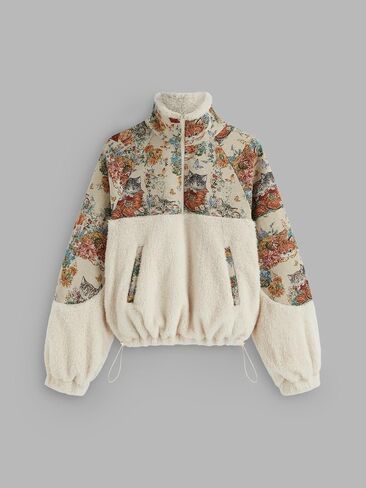 CIDER Sweatshirt For Women Fleece Collar Floral Cat Oversized Pullover Cute Animal Print Long Sleeve Casual Top in Saudi Arabia